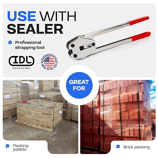 IDL Packaging Open (Snap-On) Seals of 1.25" Length for 1/2" Strap Width Polypropylene (PP) Strapping (Pack of 1000) - Strong Metal Clips with Superior Holding Power