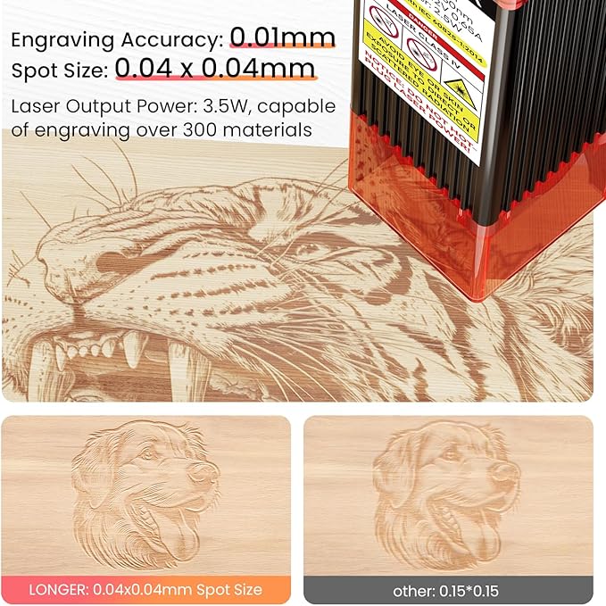 LONGER Ray5 Mini Laser Engraver, 2.5W Portable Laser Engraving & Cutter, 0.04mm Ultra Precision for Wood, Acrylic, Leather, DIY & Beginner Friendly, 140x130mm Work Area, WiFi Compatible