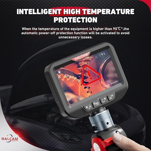 2-Way 180° Articulating Borescope Camera with Light, 6.2mm Ultra-Slim Probe, 4.3" HD Inspection Camera, 6.6FT Flexible Snake Industrial Endoscope for Automotive Engine Wall
