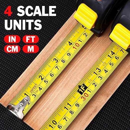 Tape Measure 25 ft, 6 Pack Bulk Easy Read Measuring Tape Retractable, Measurement Tape 25 FT by 1 in