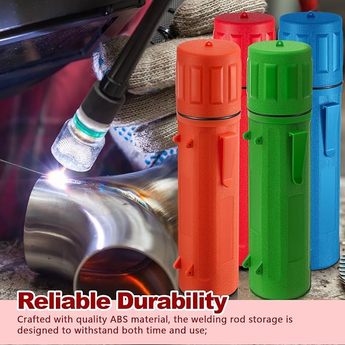 Zonon 4 Pcs Welding Rod Storage Tube 14 Inch Electrode Welding Rod Holder Container Airproof and Waterproof for Canister(Red,Blue,Green Orange)