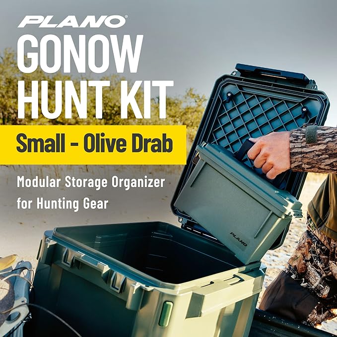 Plano GoNow Hunt Kit Waterproof Field Box System with Gun Cleaning Rest, MOLLE Board, Ammo Box, Modular Storage Organizer for Hunting Gear, Olive Drab