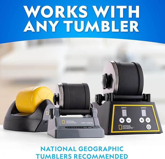 NATIONAL GEOGRAPHIC Rock Tumbler Grit and Polish Refill Kit - Tumbling Grit Media, Polish Up to 20 lbs. of Rocks, Works with any Rock Polisher & Tumbler Supplies