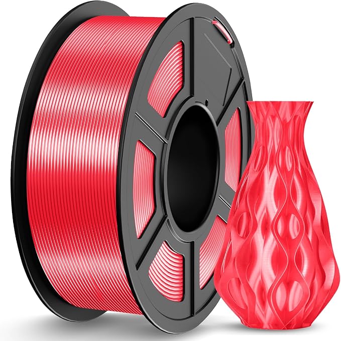 JAYO Silk PLA Filament 1.75mm Red 1.1kg, Metal-Like Shiny PLA, Smooth Silky Finish, Easy to Print, Accuracy +/- 0.02mm, Fits for Most FDM 3D Printers