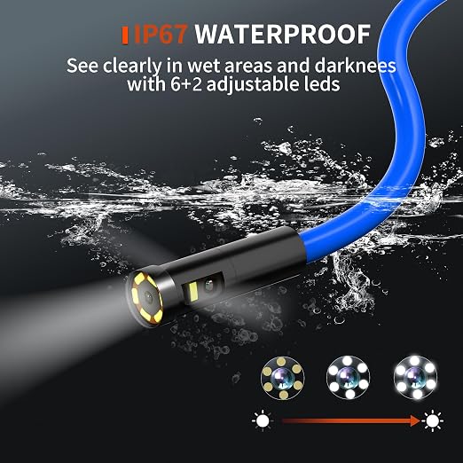Triple Lens Borescope 1920P HD Endoscope Camera with Light, 4.3" IPS Screen IP67 Waterproof Snake Inspection Camera Industrial Bore Scope Cam for Auto Mechanic Plumbing Tools Gift for Man