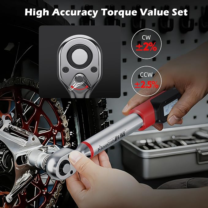 3/8" Drive Digital Angle Torque Wrench 2-44 Ft.lb (3-60 N.m), Angle Measurement 0.1° with LED Display & Buzzer, for DIY Auto Car Motorcycle Repair & Engineering