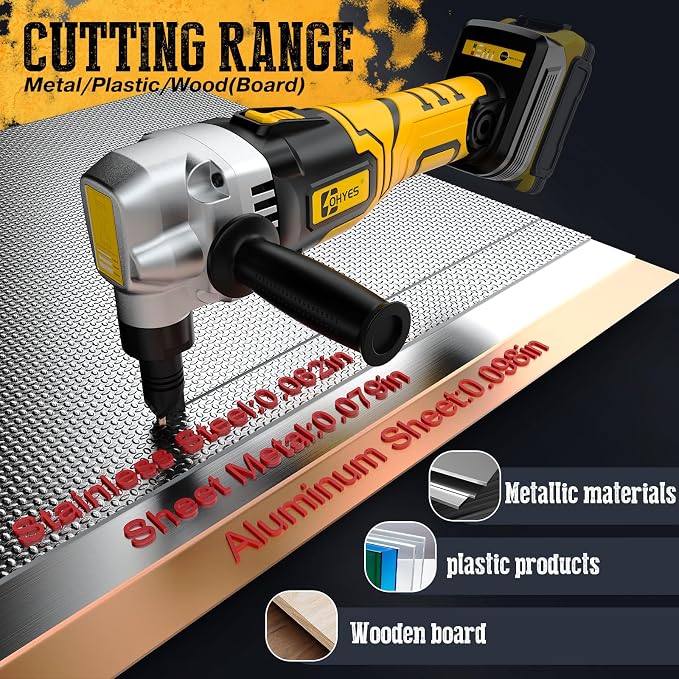 Metal Nibbler Fit for DeWALT 20v Max Battery Brushless Motor 16 Gauge Variable Speed Assist Handle & 2 Blades For Metal Cutting, Stainless Steel and Aluminum(Battery not Included)