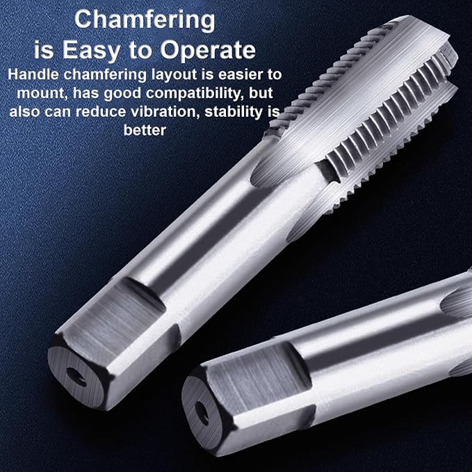 6 Pcs NPT Pipe Tap Set, HSS 1/8-27 to 1-11.5 Taps, 1/4-18, 3/8-18, 1/2-14, 3/4-14, with Durable Case - Ideal for Plumbers & DIY Projects