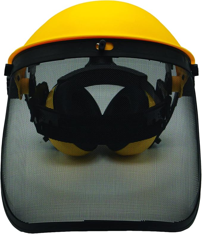 FORESTER Face Protection Equipment Kit - Visor Face Shield Ear Muffs Personal Protective Equipment Safety Gear Landscaping Tools Masks for Construction Workers Yard Work Accessories - Black and Yellow