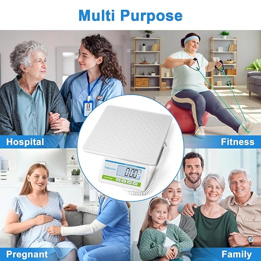 THINKSCALE Medical Grade Floor Scale 440lbs –10g High Precision (0.02lb)–Extra Large Backlit Display–Portable Body Weight Scale for Home, Hospital, Physician, Gym & Bariatric Use– KG/LB
