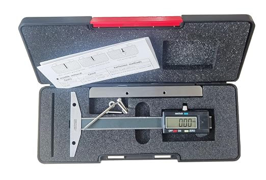 Digital Depth Caliper with Detachable Wide Jaw Bridge - 0-6"/150mm Stainless Steel Depth Gauge, 0.001" Precision, Extra-Large LCD Screen for Professionals, Machining & DIY Measurements