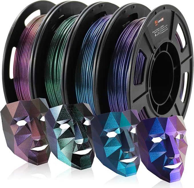 LOVOON 3D PLA Filament 1.75mm Bundle Sparkle in Sunlight Filament Glitter, Burnt Titanium 3D Printer Filament, Galaxy red/Purple Blue/Blue/Green, Galaxy Bundle, 0.8KG(200g*4 Spools)/Bundle