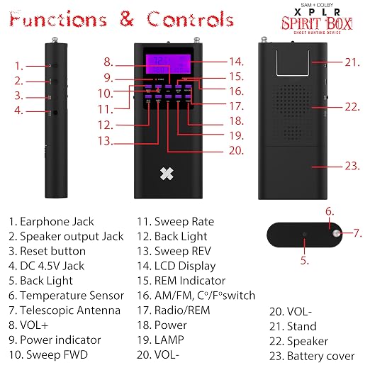 Sam and Colby XPLR Spirit Box | Paranormal Detection Equipment; Haunted Survival; Ghost Hunter Scanner; EMF and EVP Detector; Comprehensive Tool for Spirit Communication
