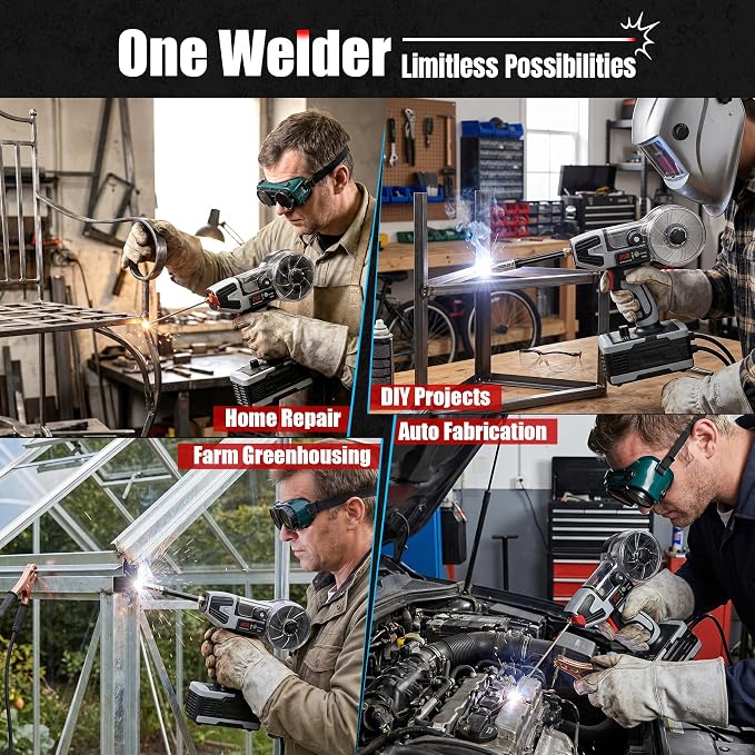 2 in 1 Handheld MIG and Stick Welder:250A Portable Welding Machine 110V Gasless Flux Core Wire Feed w/IGBT Inverter & MMA ARC Welder Gun w/LCD Display, 3.97 lbs for .032"/.040" Wire and 3/32"-1/8" Rod