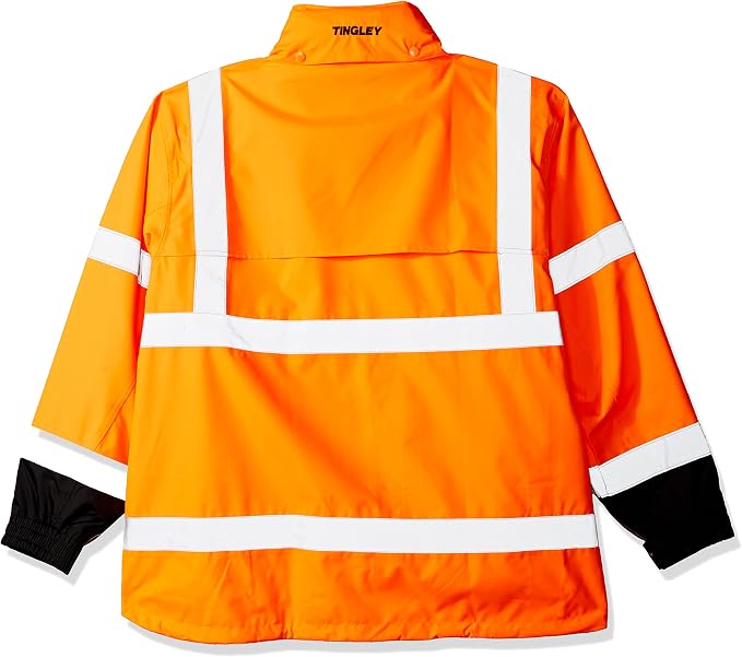 Tingley Standard Icon High Visibility Jacket With Attached Hood, Fluorescent Orange-red/Black, 4X-Large