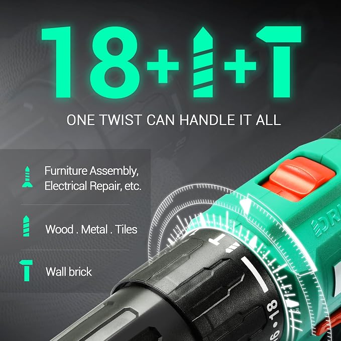 DCA 20V Cordless Hammer Drill, 354 In-lb Torque, 1/2" Keyless Chuck, 22500 IPM, 2 Variable Speeds, 18+1+1 Position, Power Impact drill (Battery and Charger not Include, tool only) ADJZ2035i13Z