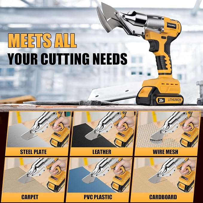 Cordless Sheet Metal Cutter Brushless Compatible with Dewalt 20v Max Battery(Tool Only), Metal Shears 360 Degree Pivoting Head for Cutting Stainless Sheet, Metal, Iron, 221 Ft-Lbs