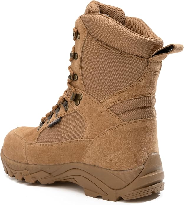Men's Waterproof Military Tactical Work Boots with Steel Shank, 8" Insulated Leather Hunting Boot