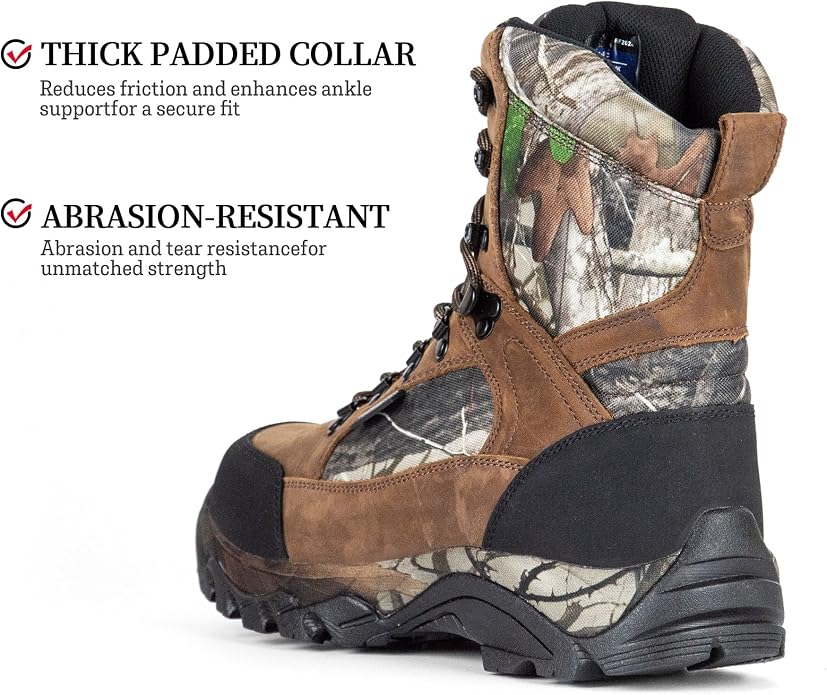 Men's Waterproof Military Tactical Work Boots with Steel Shank, 8" Insulated Leather Hunting Boot