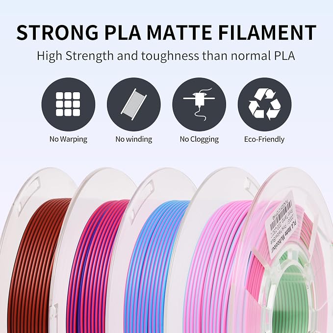 RAMBERY Matte Tri Color & Dual Color 3D Printer Filament Bundle, Multi Color Change by Angle PLA Filament 1.75mm+ /- 0.02mm, 200gX4 Spools