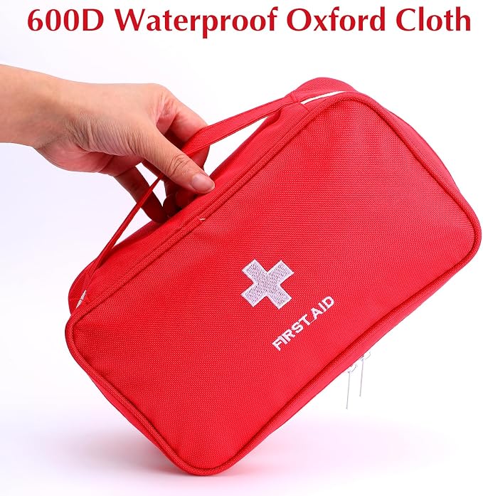 12 Pack Empty First Aid Bag, Emergency Bag Empty, First Aid Case, Portable Medical Storage Pouch for Camping Hiking Travel Home Office (Red)