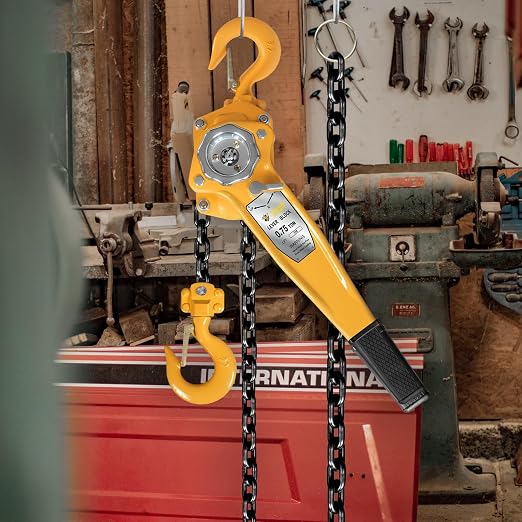 YELLOW JACKET 3/4 Ton Manual Lever Chain Hoist, 10 FT Come Along, G80 Galvanized Carbon Steel with Weston Double-Pawl Brake, Chain Come Along and Safety Measures for Chain Fall