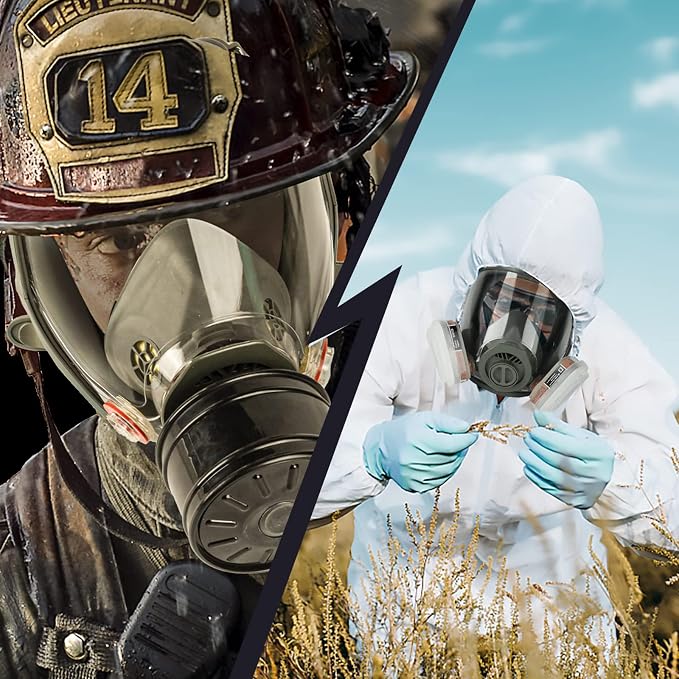 Full Face Gas Mask, Gas Masks Survival Nuclear and Chemical with 40mm Activated Carbon Filter, Reusable Respirator Mask for Gases, Vapors, Dust, Chemicals