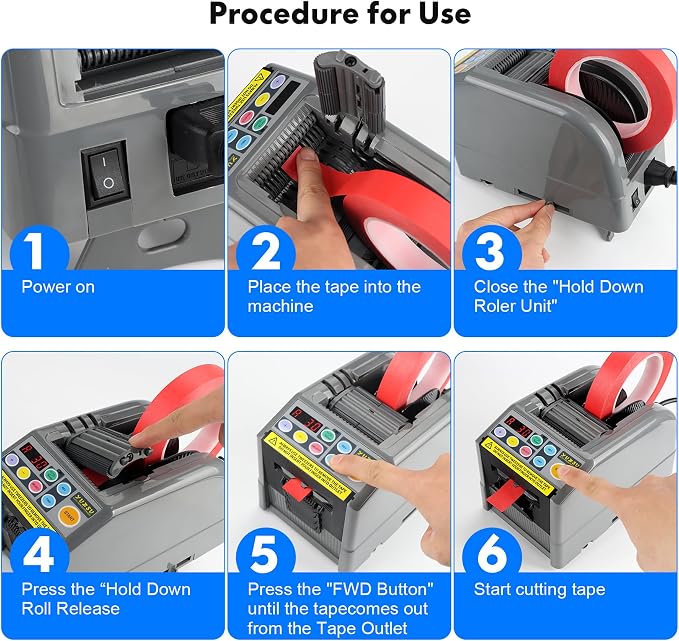Ribbon Cutting Machine, Semi-Automatic Tape Dispenser, 6-60mm Width, 5-999mm Length, Ideal for Shipping, Schools, Restaurants, Business & Home
