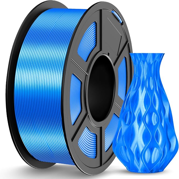 JAYO Silk PLA Filament 1.75mm Blue 1.1kg, Metal-Like Shiny PLA, Smooth Silky Finish, Easy to Print, Accuracy +/- 0.02mm, Fits for Most FDM 3D Printers