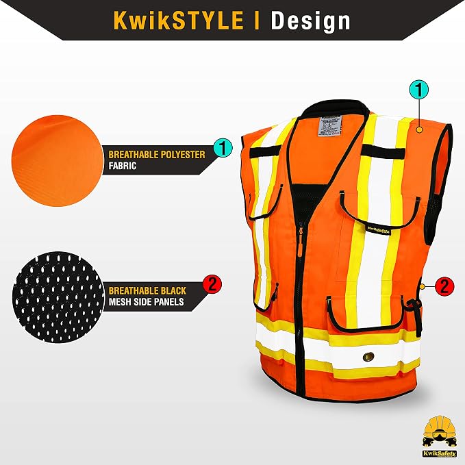 KwikSafety GODFATHER Safety Vest Class 2 & Class 3 ANSI OSHA Hi Vis Vest