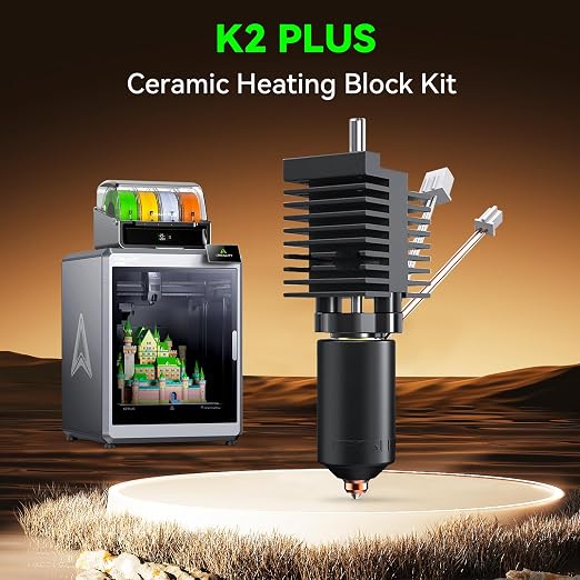 Creality Official K2 Plus Ceramic Heating Block Kit, High Flow Hotend Kit,Unicorn Quick Swap Nozzle Kit, 350°C High Temperature Resistance, All-Metal Integrated Design for K2 Plus 3D Printer