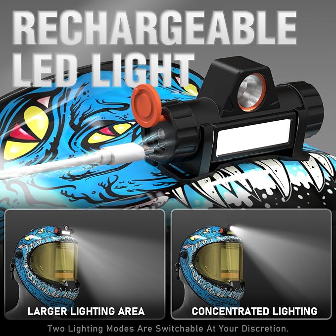 YESWELDER Intelligent Auto-Shade Auto Darkening Welding Helmet with LED, 180° Large View, Digital Filter, 1/1/1/1 True Color Solar Powered, Shade 3/5-9/9-15 Welder Mask for MIG/TIG/Stick/Cut/Grind