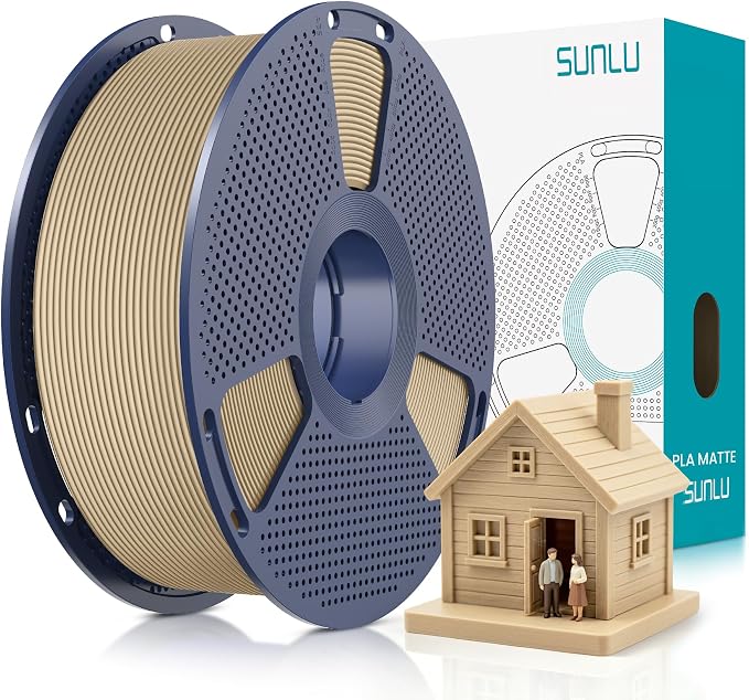 SUNLU PLA Matte 3D Printer Filament 1.75mm, PLA Filament 1kg Spool (2.2lbs), Dimensional Accuracy +/- 0.02mm, Matte Oak Wood PLA