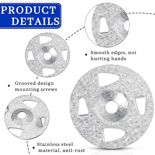 Fabbay 1000 Pcs Foam Board Fasteners 1-1/8 Inch Galvanized Steel Washers, Heavy Duty High Strength Rust Proof Industrial Metal Washers for Outdoor Construction & Fixing Fastening Installation