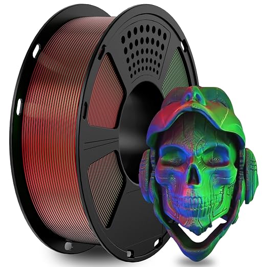 GIANTARM Tri-Colors Silk Pla Filament, 3D Printer Filament 1.75mm +/-0.02mm, 1Kg (2.2lbs) Spool, Vacuum Packaging (Red+Blue+Green)