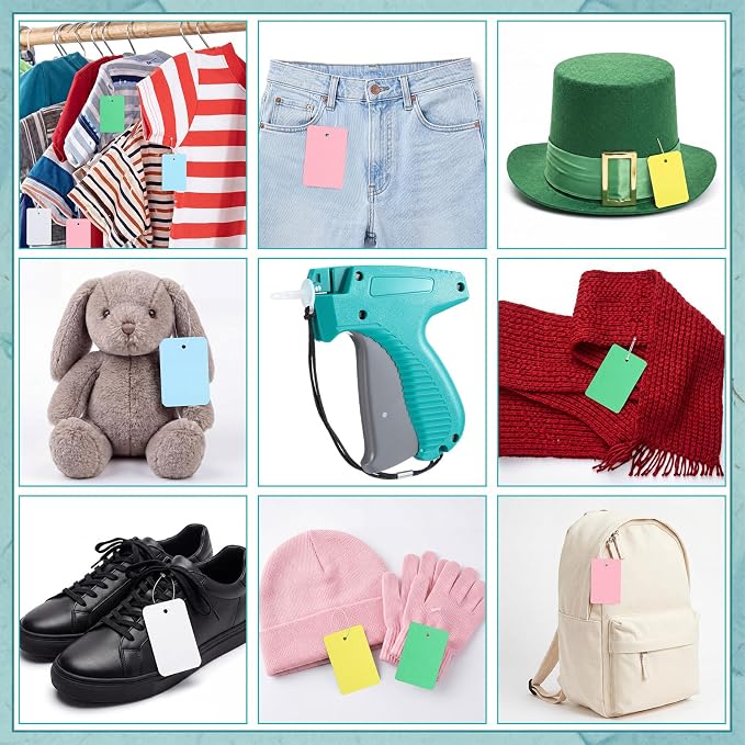 Honoson 2006 Pcs Clothing Price Tags with Gun Set Including Garment Price Tag Attacher with 5 Steel Needles 500 Clothing Label 1500 Plastic Fasteners Barbs(Colorful)