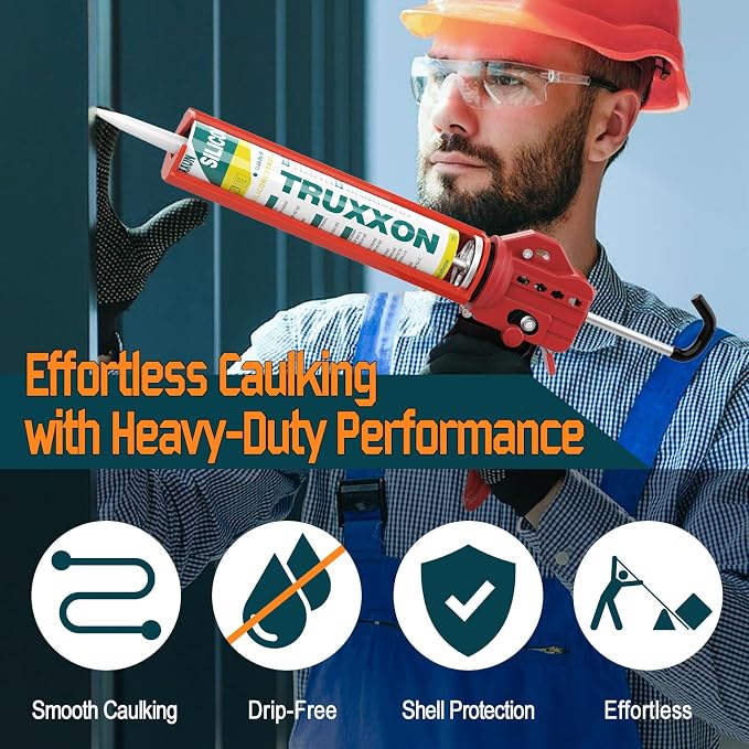 2026 One-Touch Drip-Free Caulk Gun | Effortless & Professional Design with Heavy-Duty Metal Body, 18:1 Thrust Ratio | For 9, 10, 11 oz Silicone Tubes