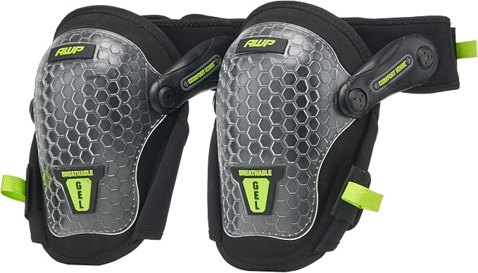 AWP Gel Pro Comfort Hinge Knee Pads | Dual Gel/Foam Padding + Comfort Hinge Design | Non-Marring Cap, Breathable Straps | Jobsite Knee Protection for Flooring, Construction & Landscaping