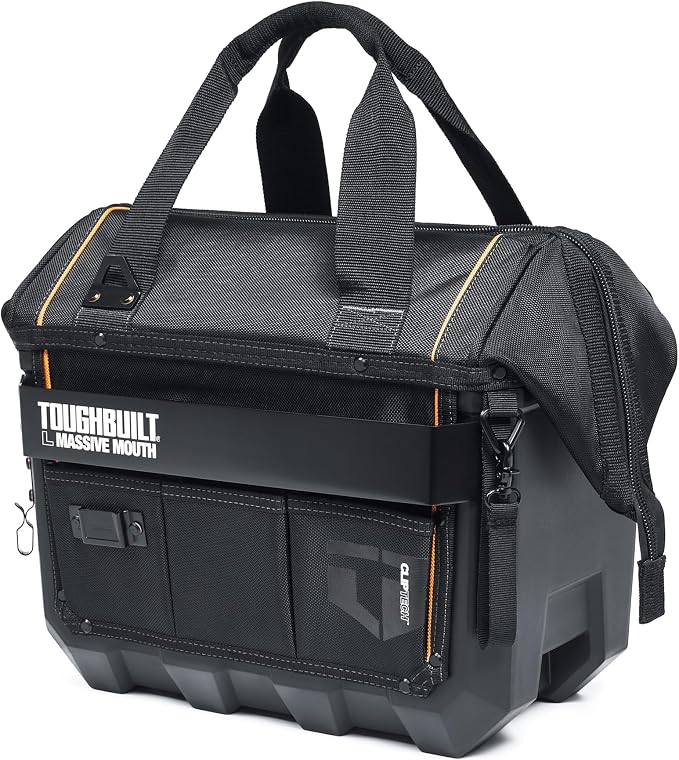 ToughBuilt ClipTech Series - Massive Mouth 16" Tool Bag, Heavy-Duty Wide-Opening Tool Bag with Hard Body Construction & Reinforced Handles for Jobsite Use (TB-CT-62-16A)