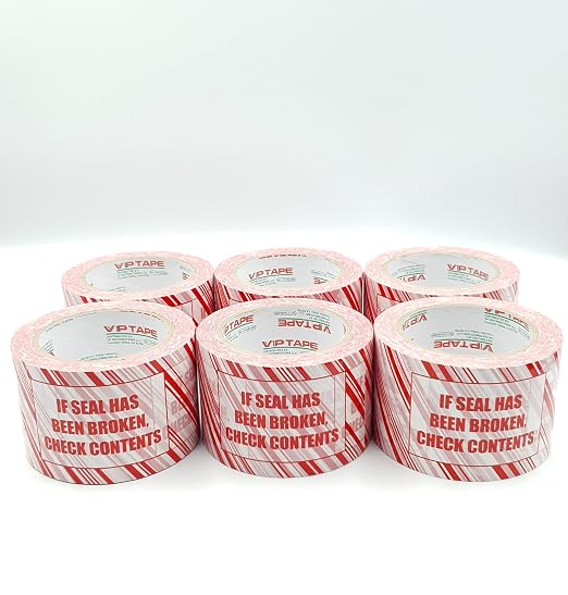 3 Inch x 110 Yards Pre-Printed Packing Tape,IF Seal HAS Been Broken,Check Contents, 2.2 Mil Thick, Red/White, for Packaging, Shipping, Moving. (6 Rolls / 3 Inch x 110 Yards)