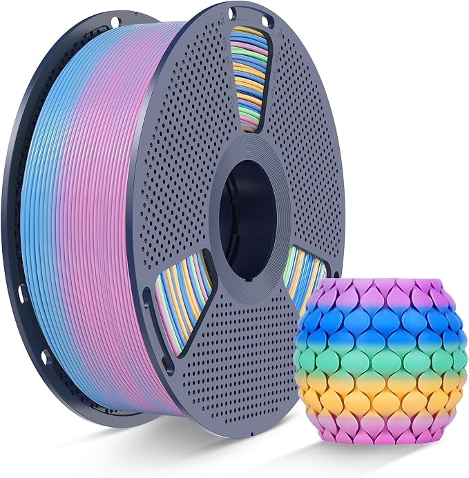 SUNLU Rainbow PLA Filament 1.75mm, Multicolor Gradient 3D Printer Filament, Neatly Wound 3D Printing Filament, Dimensional Accuracy +/-0.02mm, 1KG Spool(2.2 lbs), Rainbow PLA 04