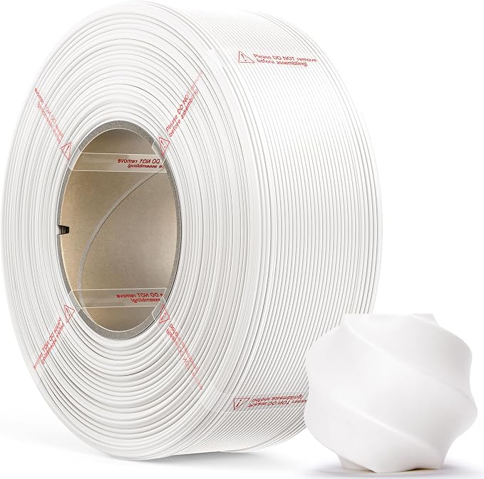 PLA Basic, Pre-Dried Refill Filament 1kg (2.2lbs) for Reusable Spools, 1.75mm Spool-Less 3D Printing Filament, Compatible with Bambu Lab 3D Printers – White