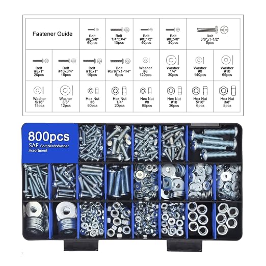 2600 Piece Bolt and Nut Hardware Assortment Kit with Diverse Bolts, Screws, Washers & Nuts–DIY-Friendly, 3-Tier Storage for Home Projects