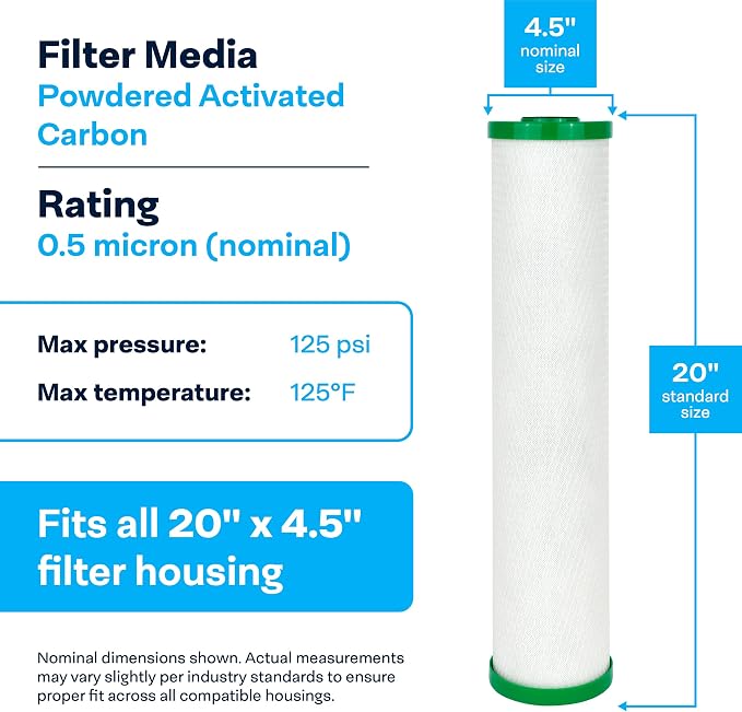 SpiroPure 20x4.5 NSF Carbon Water Filter CBC20-BB 155312-43 SMCB-4520 (4)
