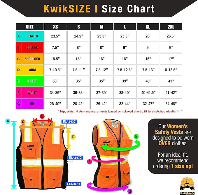 KwikSafety FIRST LADY Safety Vest for Women [Orange, Medium] + TORTOISE Full Brim Hard Hat Bundle