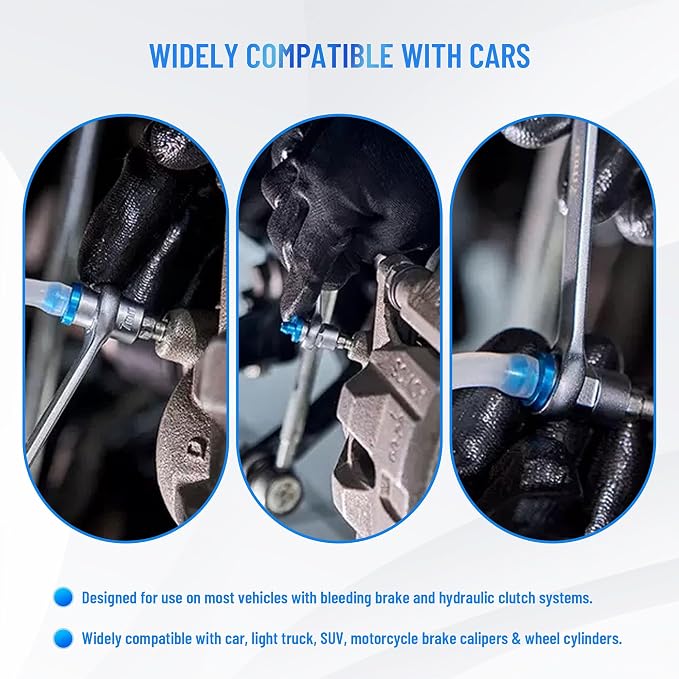 Brake Bleeder Wrench Set, Brake Bleeding Wrench Set with Non-Return Check Valve,Includes Six Bleeder Wrench Sizes(7mm 8mm 9mm 10mm 11mm 12mm)