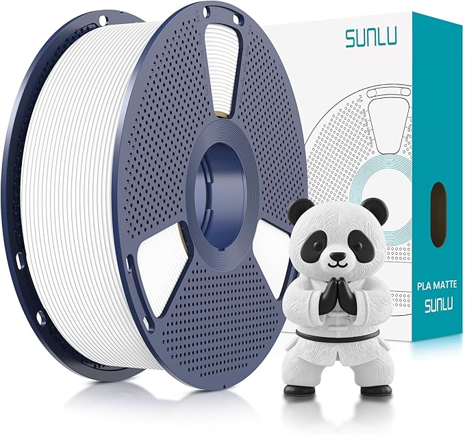 SUNLU PLA Matte 3D Printer Filament 1.75mm, PLA Filament 1kg Spool (2.2lbs), Dimensional Accuracy +/- 0.02mm, Matte White PLA