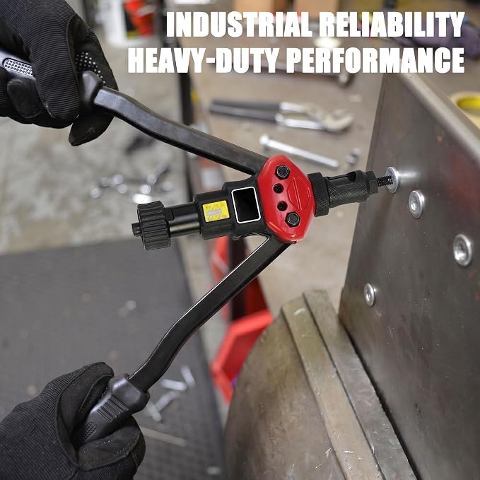 Rivet Nut Tool Kit 16" Rivnut Nutsert Gun for Threaded Insert Installation | High-Leverage Long Reach Handle, Knob Removal, Stroke Adjustability