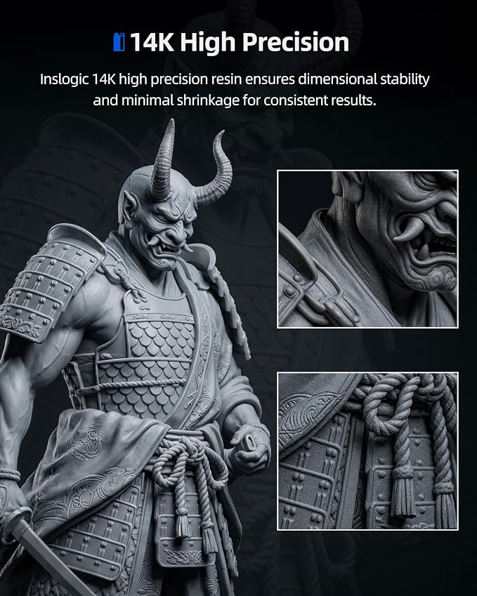 Inslogic ABS-Like Pro Resin 1kg, High Toughness 3D Printer Resin/UV Resin, Fast Curing & Low Odor, Ultra-High Precision Matte Finish for Miniatures, Prototyping & Functional Parts(Dark Grey)