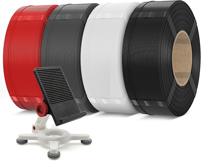 Inslogic PETG Pro Pre-Dried 3D Printer Filament 1.75mm, High-Speed PETG Filament, Stronger Toughness, High Precision ±0.02mm, Compatible with FDM Printers, 1kg×4 Refills (Black+White+Grey+Red)